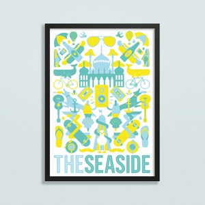 Brighton Wand Kunst Druck / UK Standort Poster mit dem Titel 'The Seaside'
