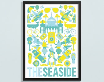 Brighton wall art print / UK Locatie poster getiteld 'The Seaside'