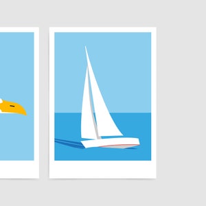 Set of 3 nautical prints / Minimal coastal wall art / Seaside poster triptych image 8