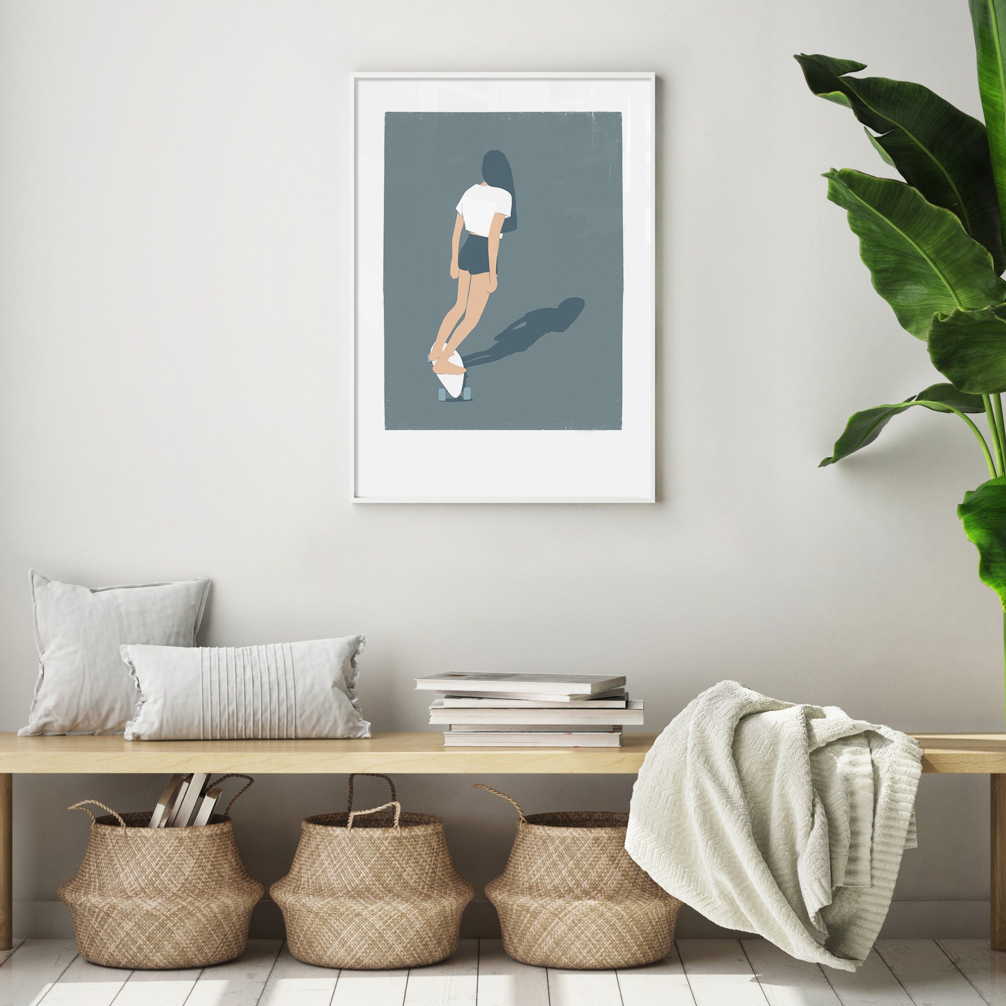 Girl on Skateboard Poster / Minimal Skate Art Print / Gift for - Etsy UK