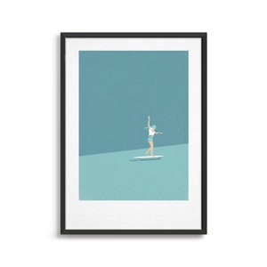 Skateboard Mädchen minimal Kunstdruck / Inspirierendes Frauenpower Poster / Geometrische Sommer Vibes