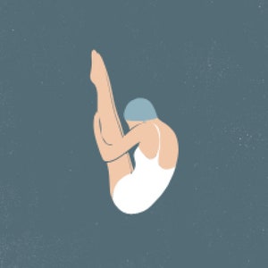 Cartel de natación vintage / Impresión de arte de trampolín estilo serigrafía imagen 4