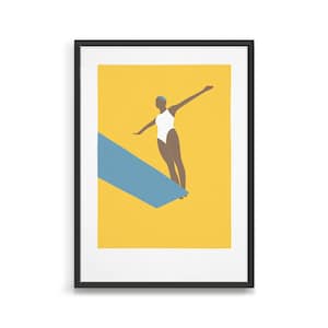 Diving girl swimming art print / Gift ideas for swimmer / Art deco swim poster / Bathroom decor