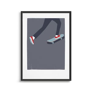 Skateboarding poster / Modern original skate art / Screen print style skateboard