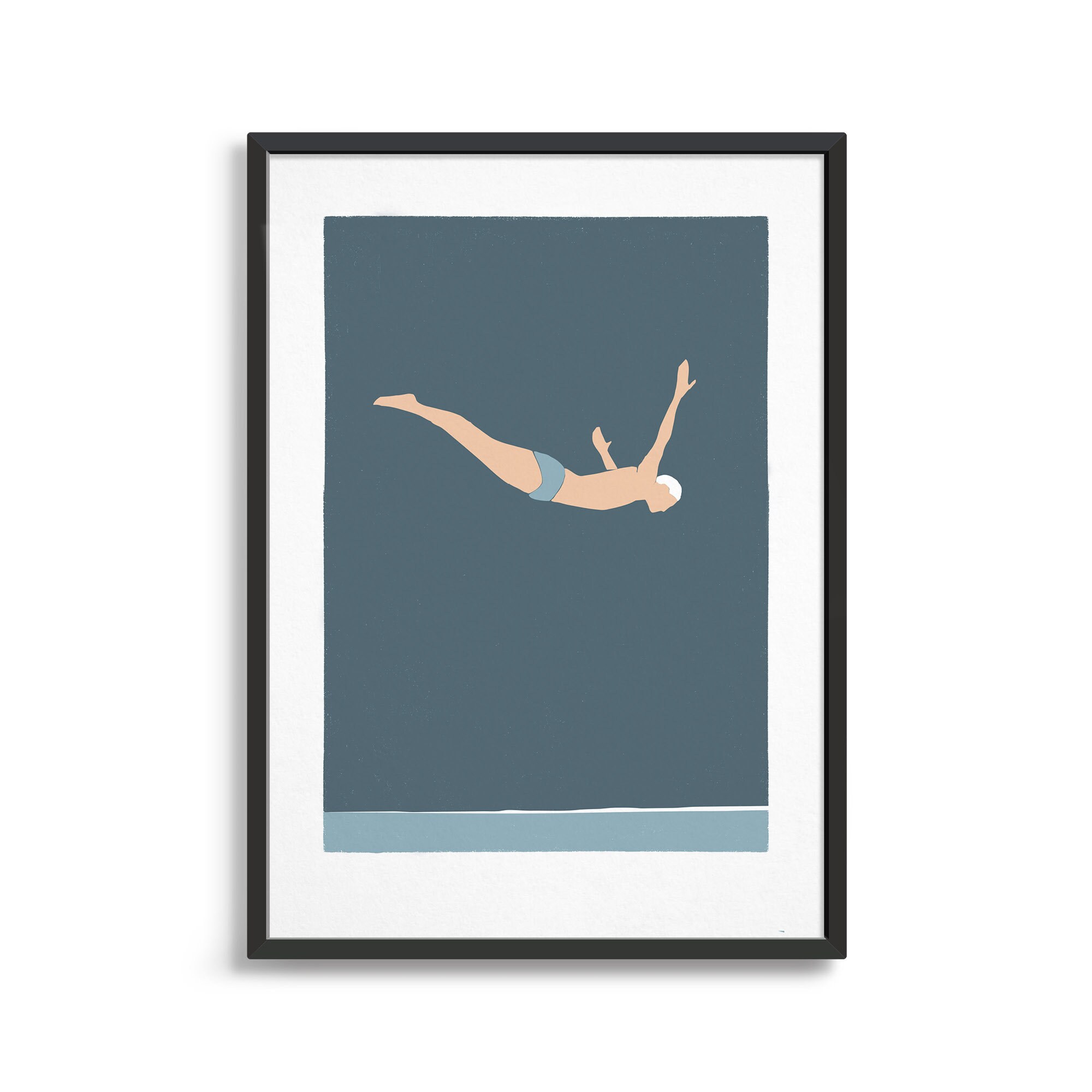 Cliff diving poster / Extreme sports art print / High dive wall art / Swimming poster