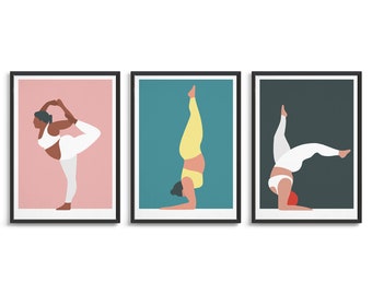 Galerijwandset van 3 yogaposters / yogakunstprints / yogacadeau voor Kerstmis