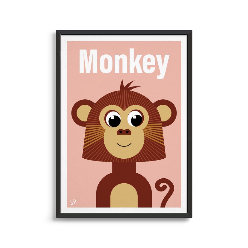 Kids Monkey Poster / Custom Nursery Decor / Art Print Gift Etsy UK