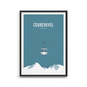 Personalised vintage retro ski poster / Courchevel ski lift / Ski and snowboard art print / Gift for skiers and snowboarders