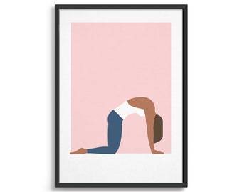 Cat cow yoga poster / Inspirational yoga pose / Modern art gift for a yogi lover