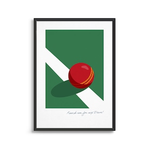 Personalised cricket art print / Cricket ball poster / Fathers day gift