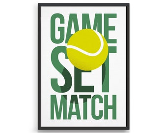 Cartel del partido del juego / Arte de la pared de tenis / Tipografía motivacional / Ideas de decoración de la sala de juegos / Regalo para el entrenador de tenis