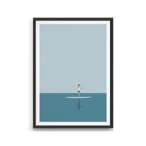 Personalised paddleboard art print / Minimal paddleboarding poster / Gift for a paddle boarder