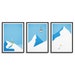 Ski art gallery wall / Vintage ski poster set of 3 prints / Ski decor travel prints / Snowboard mountain art / Minimal home decor gift ideas 