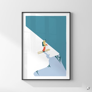 Personalised ski print / A modern and minimal ski poster in a retro vintage style