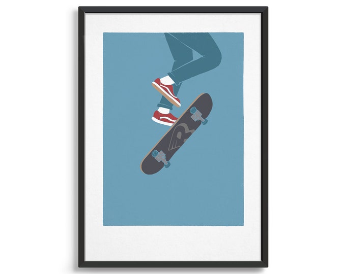 Skateboard poster / Skateboarding art print / Gift for skateboarder