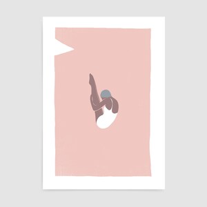 Cartel de natación vintage / Impresión de arte de trampolín estilo serigrafía Rosa