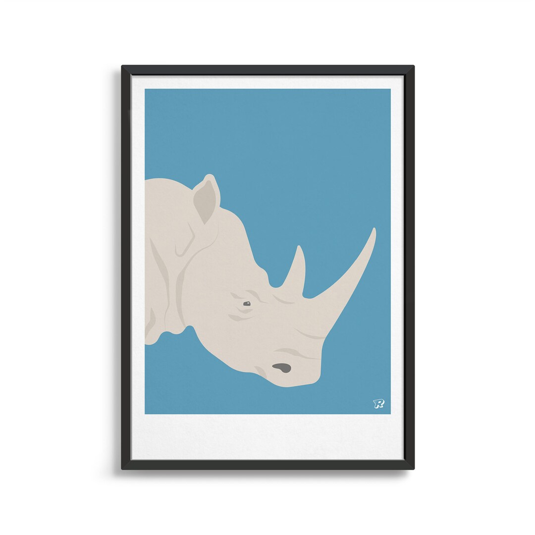 White Rhino Wall Art / Safari Animal Print for Nursery or Kids Etsy