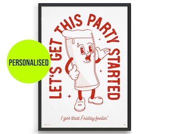 Personalized Retro Kitchen Print, Funny Home Bar Decor