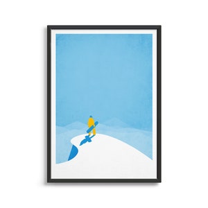 Custom snowboard poster / Mid century modern snowboard art print