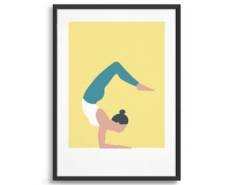 Scorpion pose / Yoga art print / Yoga studio decor / Yoga gift for wife / Pilates poster / Positive vibes kitchen art