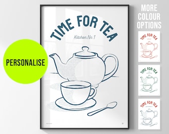 Personalized 'Time for Tea' Kitchen Art Print