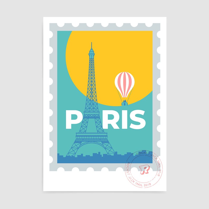 Paris travel poster / Modern vintage art print / Custom Paris gift image 5