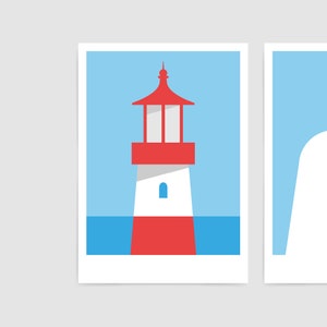 Set of 3 nautical prints / Minimal coastal wall art / Seaside poster triptych image 6