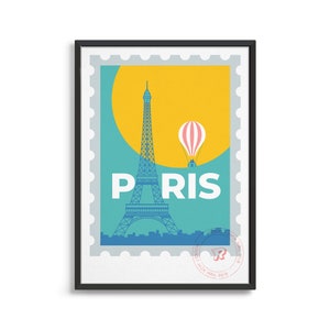 Paris travel poster / Modern vintage art print / Custom Paris gift image 2