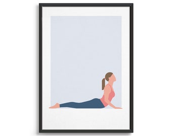Cobra pose yoga poster / Mindfulness wall art prints / Yoga gift ideas for her / Modern design home gym decor