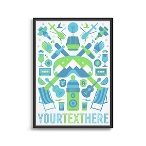 Custom ski poster / Mid century modern skiing art / Gift ideas for skier