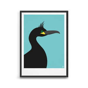 Shag bird art print / Minimal bird wall art / Modern wildlife decor / Gift ideas for shag lovers
