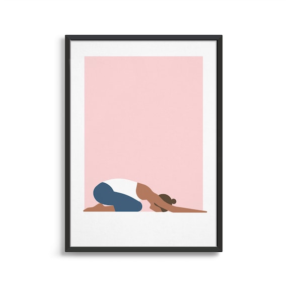 Yoga art prints / Spiritual gift ideas for a yoga lover / Childs pose yoga poster / Home studio decor