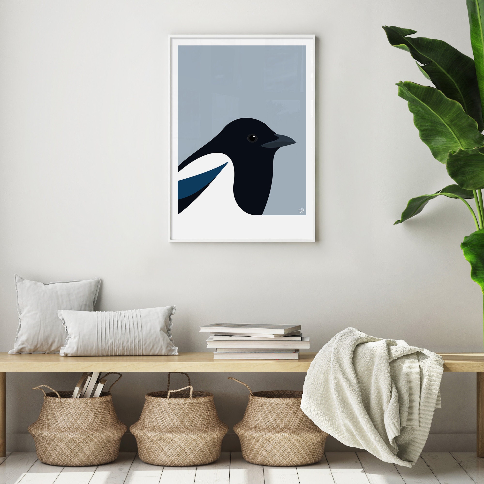 Magpie Poster / UK Garden Bird Art Print / Minimal Bird Wall Art - Etsy
