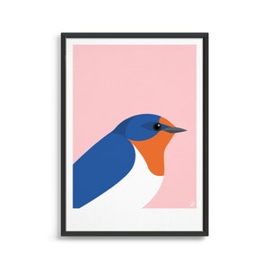Swallow bird art print / UK garden bird poster / Nature decor / Gift for bird lover