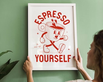 Retro Coffee Print: Espresso Yourself Kitchen Art (Personalized)