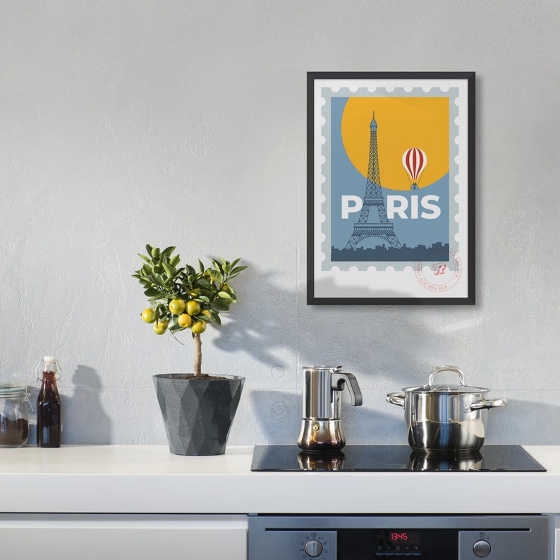Paris travel poster / Modern vintage art print / Custom Paris gift image 3