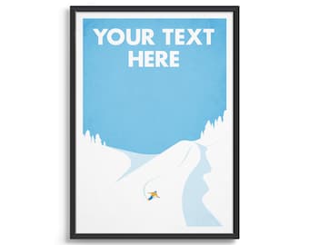 Vintage ski poster / Custom snowboard art gift