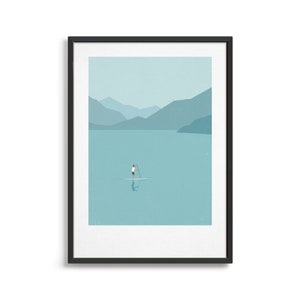 Stand up paddle board poster / Modern geometric minimal art print