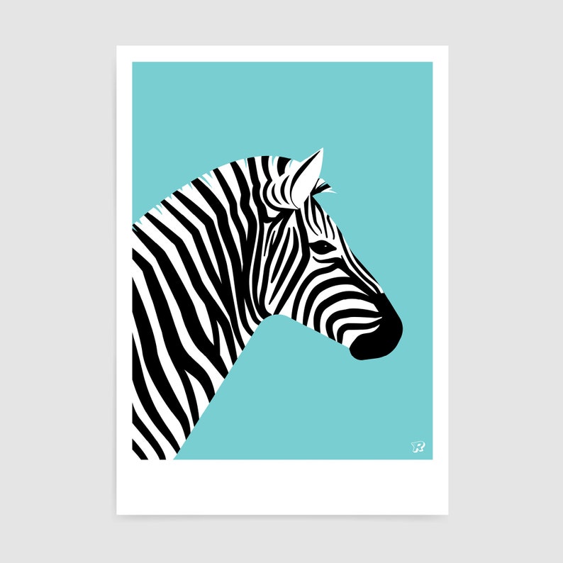 Zebra Wall Art Print / Safari Animal Poster / Fun Gift Ideas Etsy