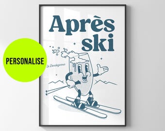 Personalized Retro Apres Ski Poster - Vintage Winter Sports Art