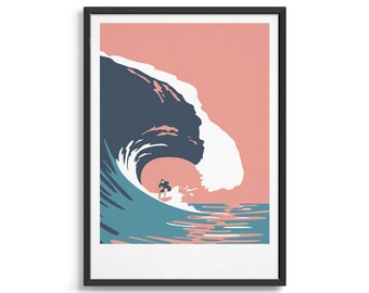 Personalised surf poster / Terracotta art print / Bedroom decor teens