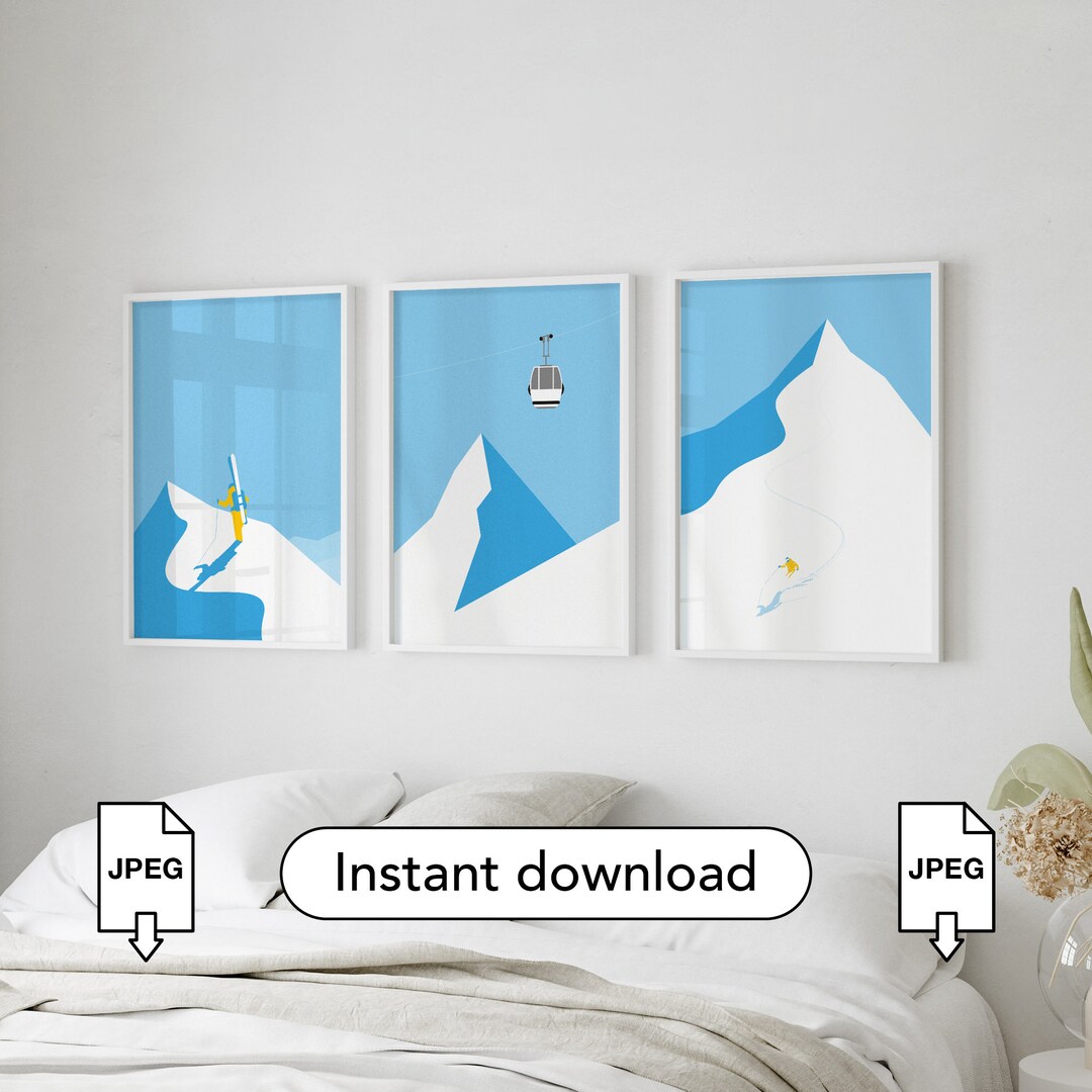 Instant Download Ski Art Gallery Wall / Vintage Ski Poster Set of 3 ...