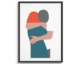 I Miss you / Hug art print / Perfect for a gallery wall / Modern minimal poster