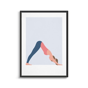 Yoga art print / Down dog yoga position / Yoga poses / Gift for yoga lovers