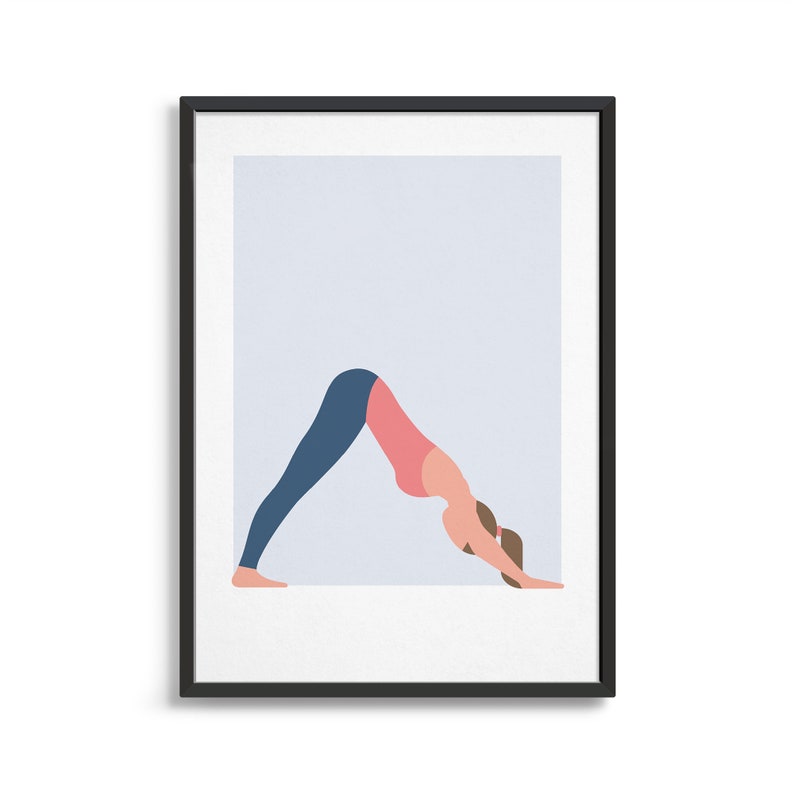 Yoga art print / Down dog yoga position / Yoga poses / Gift Etsy