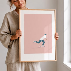Póster de skate / Lámina de arte minimalista de skate / Decoración moderna de skate