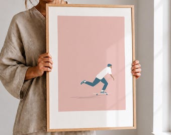 Poster di skateboard / Stampa artistica minimalista di skateboard / Decorazione moderna per skateboard
