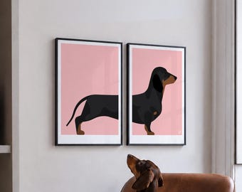 Posterset worsthond / cadeau voor een teckelliefhebber