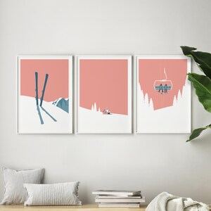 Ski Art Gallery Wall / Vintage Ski Poster Set of 3 Prints / Ski Decor ...