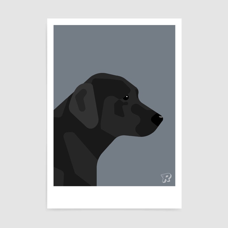 Zwarte Labrador poster / Modern design hond kunst print / Black Lab kunst aan de muur / Labrador cadeau voor haar / Hond cadeau-ideeën Dark Grey